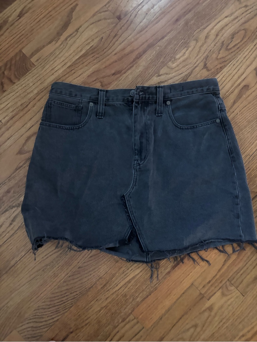 Madewell Black Denim Cutoff Skirt